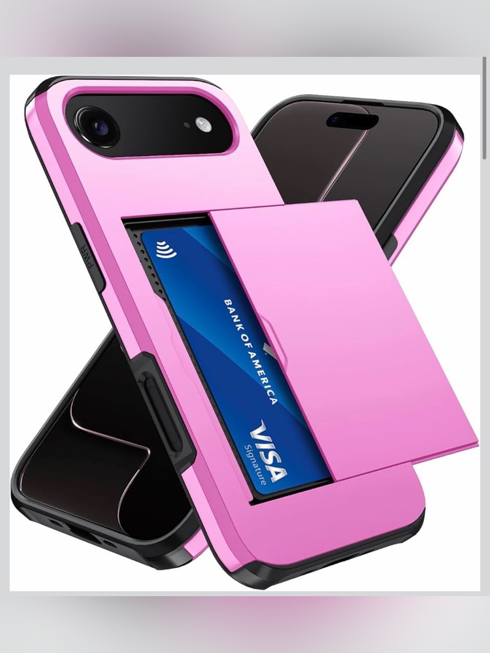 Pink Card Slot Protective Phone Case -